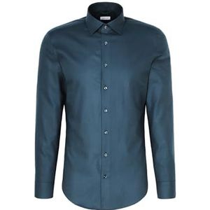 Seidensticker Flanellen herenhemd - slim fit - gemakkelijk te strijken - Kent kraag - lange mouwen - 100% katoen, turquoise, 38