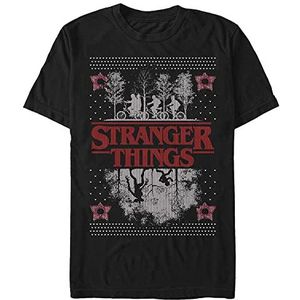 Netflix Unisex Stranger Things-Upsidedown Ugly Sweater Organic Short Sleeve T-Shirt, Zwart, S, zwart, S