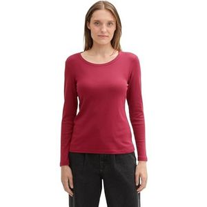 TOM TAILOR T-shirt met lange mouwen voor dames, 35930 - Deep Red, L