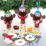 Baker Ross FE872 Robin Pom Pom Decoratie Sets - Set van 3, Kerst Ambachten, Pom Pom Decoraties voor kinderen om te maken, versieren en tentoonstellen, Creatieve activiteiten voor kinderen