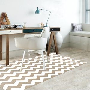 Vinyl tapijt, Chevron 2, bruin en wit, 66 x 100 cm