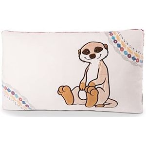 Knuffel Stokstaartje Kussen 43 x 25 cm - Knuffeldieren knuffelkussen, Meisjes, jongens & baby's - Rechthoekige zachte slaapkamer kussens voor kinderen en volwassenen