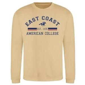 AMERICAN COLLEGE USA Sweatshirt met print, warme kleding, uniseks, kinderen, jongens en meisjes, casual, model ACSCRW2, beige, 10 jaar, Beige, 10 ans