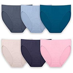 Fruit of the Loom Ademend slipje voor dames (normale en grote maat) slips, Hi Cut - Micro Mesh - 6 Pack, 38 NL