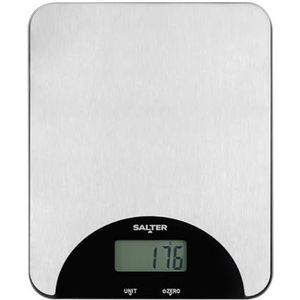 Salter Stainless Steel Electronic Scale – Kitchen Weighing Scale, LCD Display, Measures Liquids, 5kg/11lbs Max Capacity, Multifunctional, Perfect for Home Baking, Cooking, Digital display