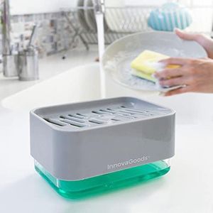 InnovaGoods® Zeepdispenser 2-in-1 voor de gootsteen Pushoap, bespaar zeep en is zeer eenvoudig in gebruik, met vloeibare zeep- en schuimfunctie, compact ontwerp, ideaal voor de keuken en badkamer.