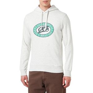 JACK & JONES Herentrui met capuchon logo capuchontrui, lichtgrijs - groen - zwart, L