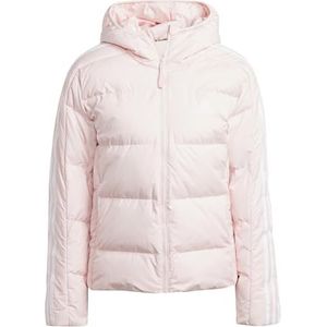 adidas Dames Essentials 3-Stripes Mid Down Hooded Jacket, Sandy Pink, XS