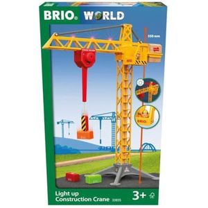 BRIO World 33835 Grote bouwkraan met verlichting - houten spoorwegaccessoires - Aanbevolen voor kinderen van 3 jaar en ouder