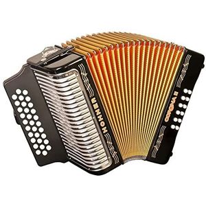 Diatonische knopen. Hoge accordeon met diatonische knopen, Corina II GCF, zwart LACQUERED.