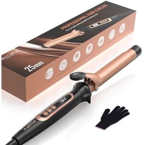 BESTOPE MIX Krultang, 25 mm, multi-temperatuur-krultang, grote krullen, snel opwarmende haarkruller, krultang met nauwkeurige temperatuurregeling, alle vijf graden, met handschoen