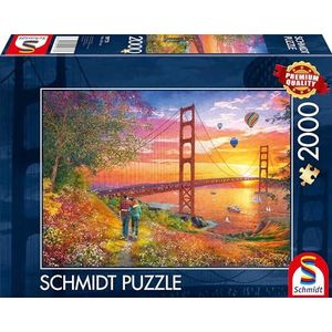 Schmidt Spiele 59773 Wandelen naar Golden Gate Bridge, 2000 stukjes puzzel, kleurrijk