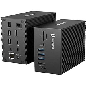 Thunderbolt 3 Docking Station 18-in-1 USB C Dock 40 Gbit/s met DP 8K @30Hz, Dual 4K @60Hz Display, PD 60W, USB-C 10Gbs, 2xUSB-A 10Gbs, SD/TF, Audio, Gigabit Ethernet voor MacBook Mac & Windows
