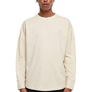 Build Your Brand Oversized Cut On Sleeve Longsleeve, herenshirt met lange mouwen van katoen, verkrijgbaar in drie kleuren, XS-5XL, zand, S