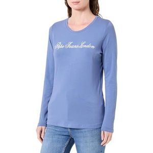 Pepe Jeans Dames W Basic Stretch Logo L/S T-shirt, Blauw (zee blauw), M