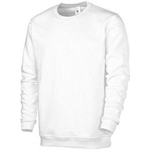 BP 1223-190-21-M uniseks sweatshirt, lange mouwen, ronde hals, gebreide manchetten aan mouwen en zoom, 320,00 g/m² versterkt katoen, wit, M