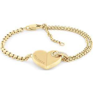 Tommy Hilfiger Sieraden Dames Ketting Armband in Geel Goud met een Hart Charm - 2780929, Eén maat, Roestvrij staal, Geen edelsteen
