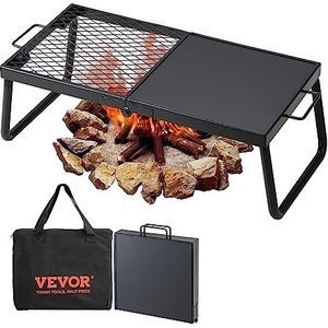 VEVOR BBQ Gills Houtskoolgrill, klapgrill, tafelgrill, 570 x 285 x 230 mm, 6 kg belastbaar, draagbare reisgrill, outdoor campinggrill 300 °C, grillrooster + grillplaat voor tuinfeesten, picknick, terras