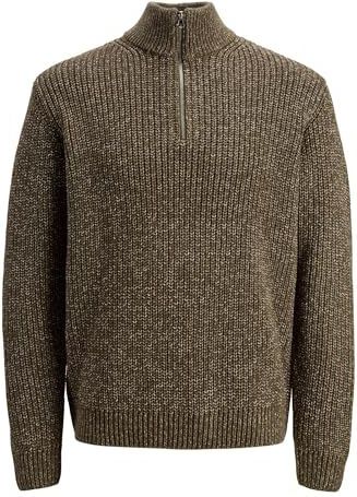 JACK & JONES Jorbleecker Knit Half Zip Bf, Canteen, L