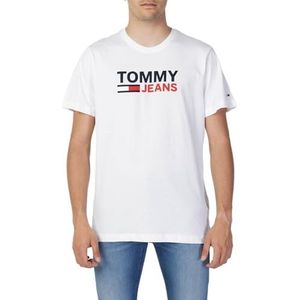 Tommy Jeans TJM Reg Corp Logo Tee S/S T-shirts voor heren, Wit, XS