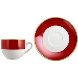 H&h set 6 tazze da caff rubino in porcellana rosso e oro cc100