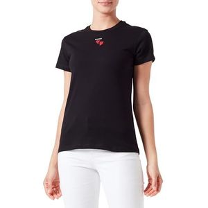 Pinko Boor T-shirt Jersey van katoen met borduurwerk harten, Z99_Zwart Sedan, S
