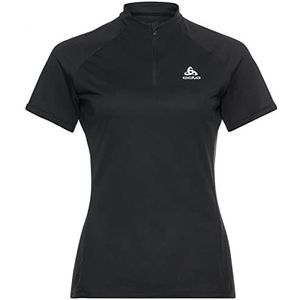 Odlo Essential Trail T-shirt voor dames met 1/2-ritssluiting, zwart, XS