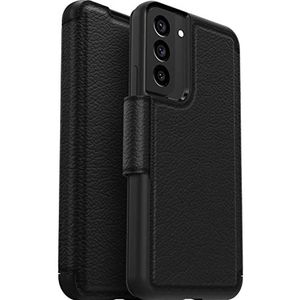 OtterBox Strada-hoesje voor Samsung Galaxy S22+, schokbestendig, valbestendig, lederen folio met kaarthouder, 3x getest volgens militaire standaard, Zwart, Geen Retailverpakking