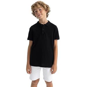 DeFacto Poloshirt voor jongens, hoogwaardig en trendy poloshirt voor jongens, T-shirt voor kinderen, jongens, zwart, 6-7 Jaar