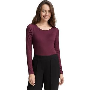 TOM TAILOR T-shirt met lange mouwen voor dames, 16427, bordeauxrood, XXL
