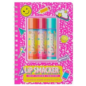 Lip Smacker, Back to School Collection, Spiral Notebook Lip Balm Trio, 3-delige lippenbalsemset met Schattig Notitieboekje voor Kinderen, Leuke Lippenbalsem voor Kinderen, Roze