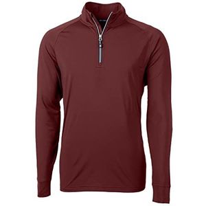Cutter & Buck Adapt Eco Knit Stretch Recycled Mens Long Sleeve Quarter Zip Pullover, Bordeaux, XL