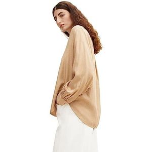 TOM TAILOR Dames Blouse met kraag 1032572, 30263 - Soft Light Camel Melange, 34