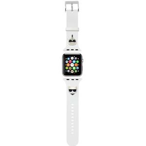 Karl Lagerfeld KLAWMSLCKW armband aan Apple Watch 38/40/41mm wit Silicone Karl & Choupette Heads