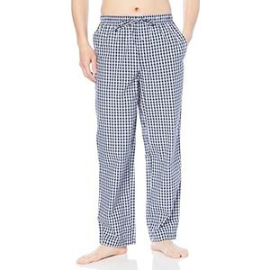 Amazon Essentials Men's Geweven pyjamabroek met rechte pasvorm, Marineblauw Gingham, L
