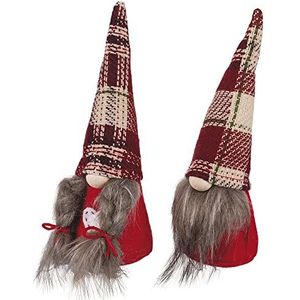 Villa d'Este Home Tivoli Set van 2 kerstmutsen stof tartan hoed 18 cm Xmas Trendy