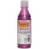 Jovi - Tempera Glitter, fles van 250 ml, roze kleur, glitterverf, op basis van natuurlijke ingrediënten, gemakkelijk te wassen, glutenvrij, ideaal voor schoolgebruik (51708)