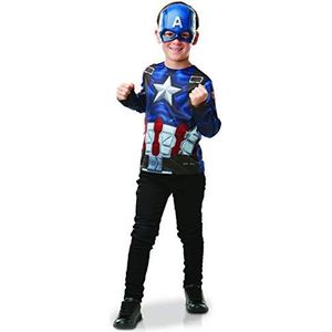 Rubies - AVENGERS Officiële top - Klassieke Captain America + masker - eenheidsmaat 5-8 jaar