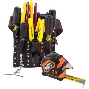 Klein Tools 5300 Gereedschapsset, Elektricien Tool Kit heeft 4 schroevendraaiers, 4 tangen, meetlint, stripper, gereedschapstas en gereedschapsriem, 12-delig