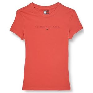 Tommy Jeans Dames TJW SLIM TONAL LINEAR TEE EXT S/S T-shirt, rood, XXS, Rood (Amour), XXS