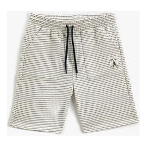 Koton Boys's Zakken Trekkoord Label Detail Shorts, Ecru Stripe (04s), 9-10 Jaar