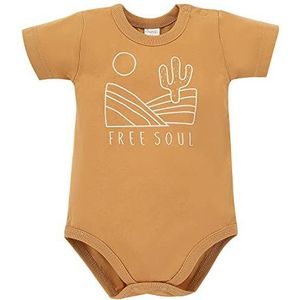 Pinokio Bodysuit Short Sleeve Free Soul, 100% katoen, unisex 50-68 (74), Geel Desert, 74 cm