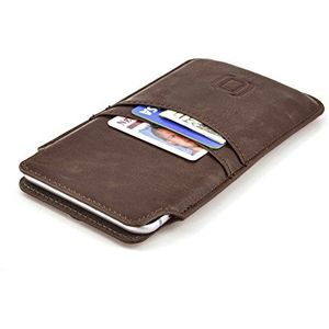 Dockem Provincial Portemonnee Mouw voor iPhone 12 Pro Max, 11 Pro Max, XS Max, 8 Plus, 7 Plus, 6/6S Plus - Vintage Mouw van Synthetisch Leer: Ultraslank Uitvoerend Mouw met 2 Kaartsleuven, Bruin