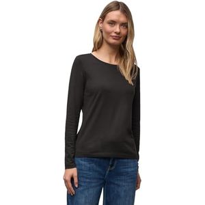 Street One Basic shirt met ronde hals Darkest Brown 36