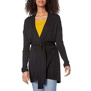 Amazon Essentials Zachte kabel langere lengte open vest trui, zwart,