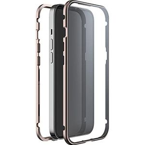 WHITE DIAMONDS - Hoes 360 graden glas case geschikt voor Apple iPhone 14 Pro I telefoonhoes, transparant, magnetische sluiting cover (transparant met gouden frame)