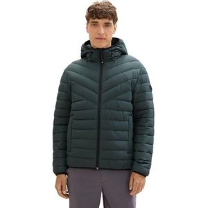 TOM TAILOR Denim Lichtgewicht gewatteerde jas voor heren met capuchon, 10362, Dark Gable Green, XL