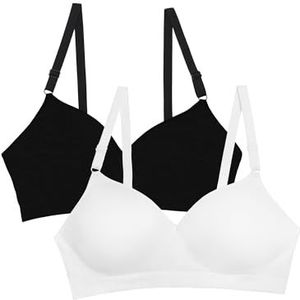 Fruit of the Loom Women's Seamless Wire Free Push-Up Bra, Black Hue/White, 36D