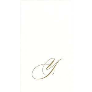 Caspari "" Signature Gold Initial Y Papier Linnen Gasthanddoeken, Witte Parel, Pack van 24