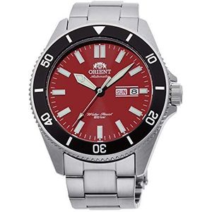 Orient Heren analoog automatisch horloge met roestvrijstalen armband RA-AA0915R19B, zilver-rood-zwart, armband